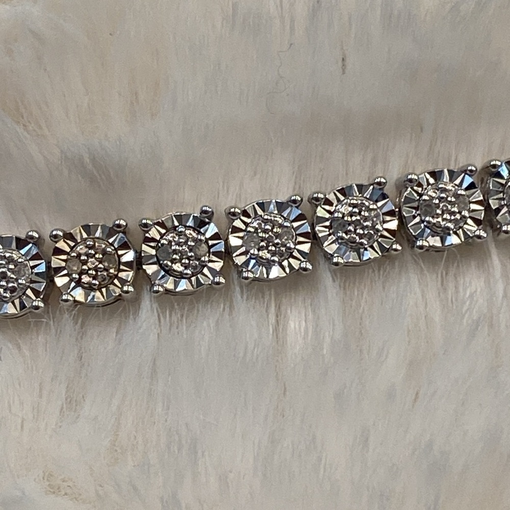Diamond Cluster Tennis Bracelet - Picture 2 of 5